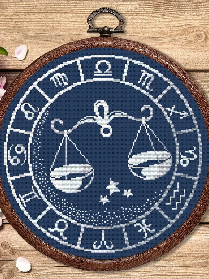 Libra Silver Cross Stitch Pattern, Zodiac Cross Stitch, Astrology Cross Stitch, Libra Pattern, Zodiac Sign Cross Stitch, Libra #zdc020