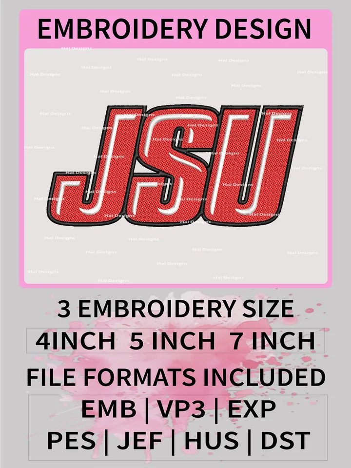 NCAA Jacksonville State Gamecocks Embroidery File, 3 Sizes, 6 Formats, NCAA Machine Embroidery Design, NCAA Logo, NCAA Teams