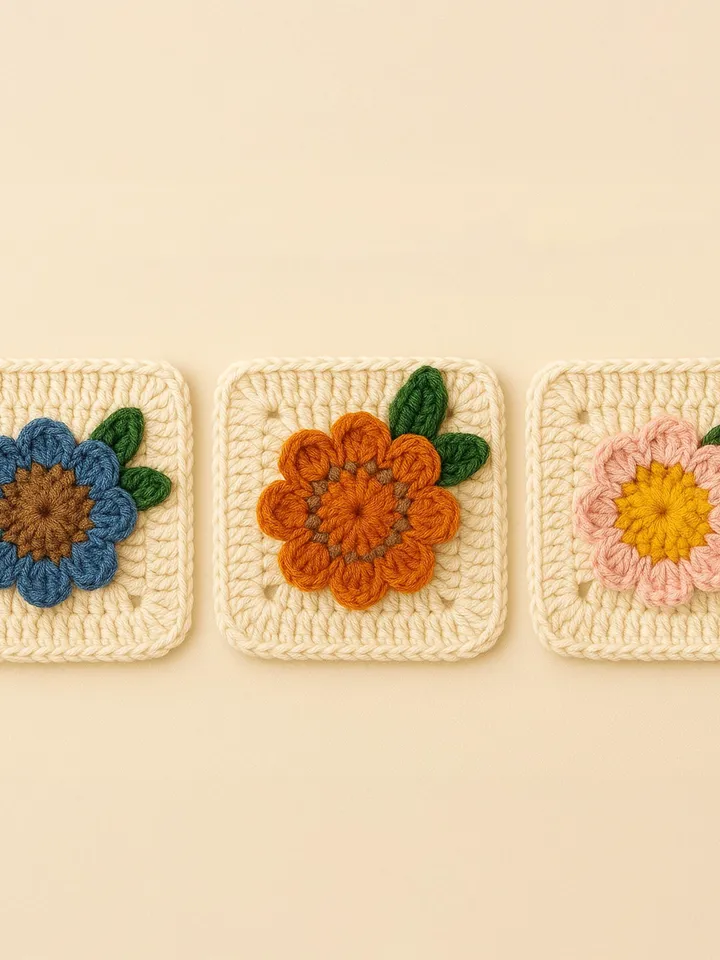 Sunflower Granny Square Crochet Pattern PDF, 3D Floral Afghan Block, DIY Blanket Motif, Handmade Crochet Square, Instant Download Pattern