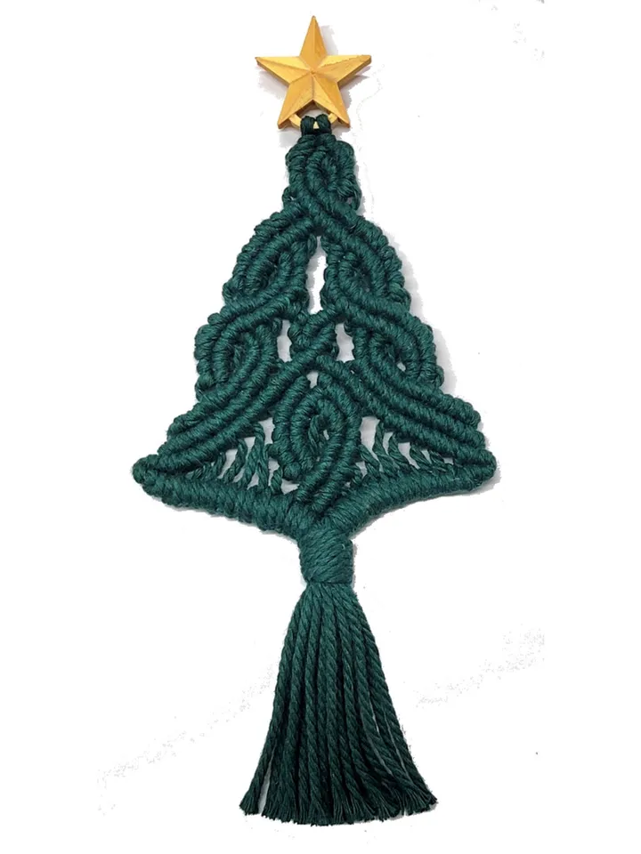 Macrame Christmas Tree Ornament Unbreakable Boho Holiday Decor Unique Xmas Holiday Car Charm Macrame Tree with Star