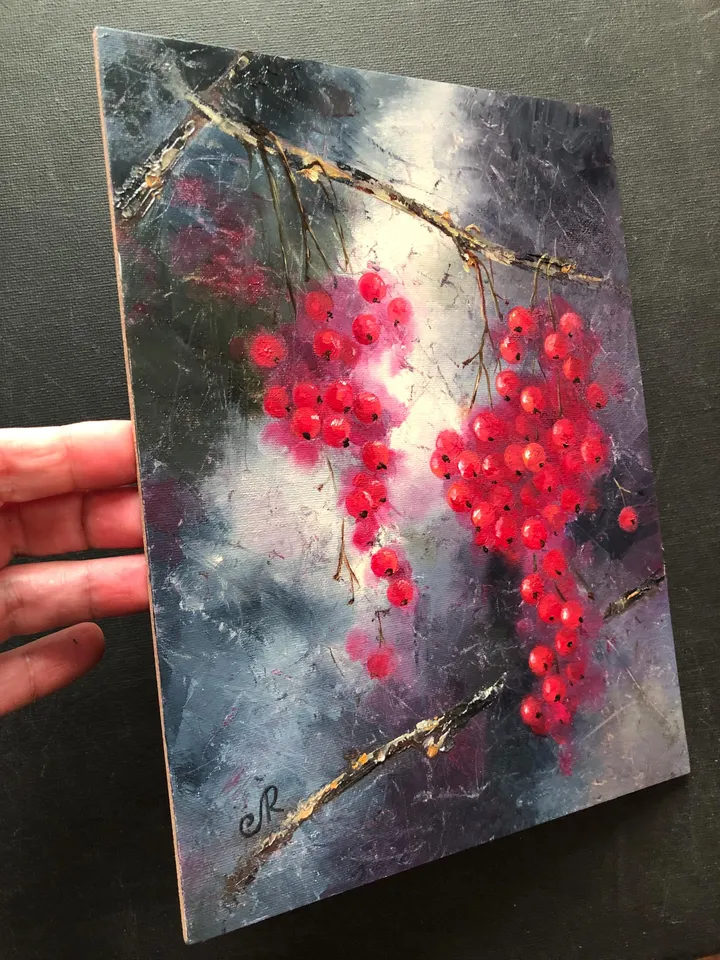 Berries Original Painting Fruits Oil Still Life Kitchen Wall Art Fruits Painting