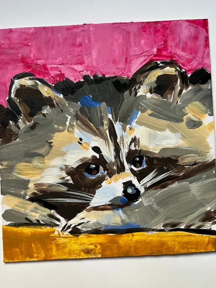 Raccoon Painting Original Art Animal Art Small Painting Animal Art