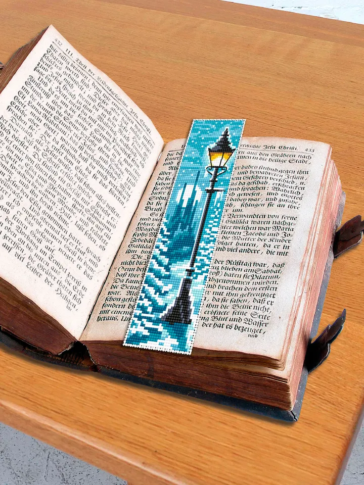 Winter bookmark cross stitch pattern PDF download Magic handmade bookmark digital PDF, Wizard world, Fairy Lamp post cross stitch #B146