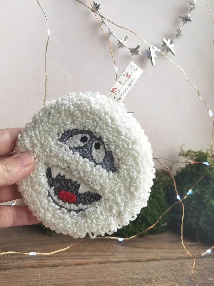 Abominable snowman ornament Yeti gifts Big foot Christmas tree decor snowman door hanger Punch needle ornament Snowman toy