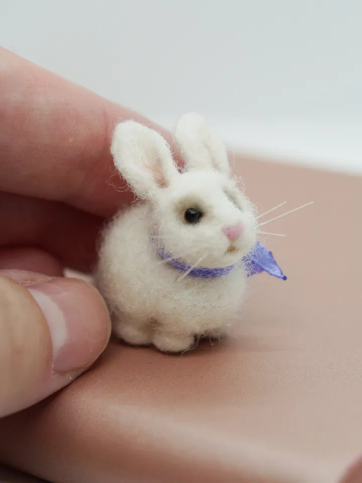 Snowy the rabbit, miniature white needle felted bunny, gift for her, tiny rabbit, made to order