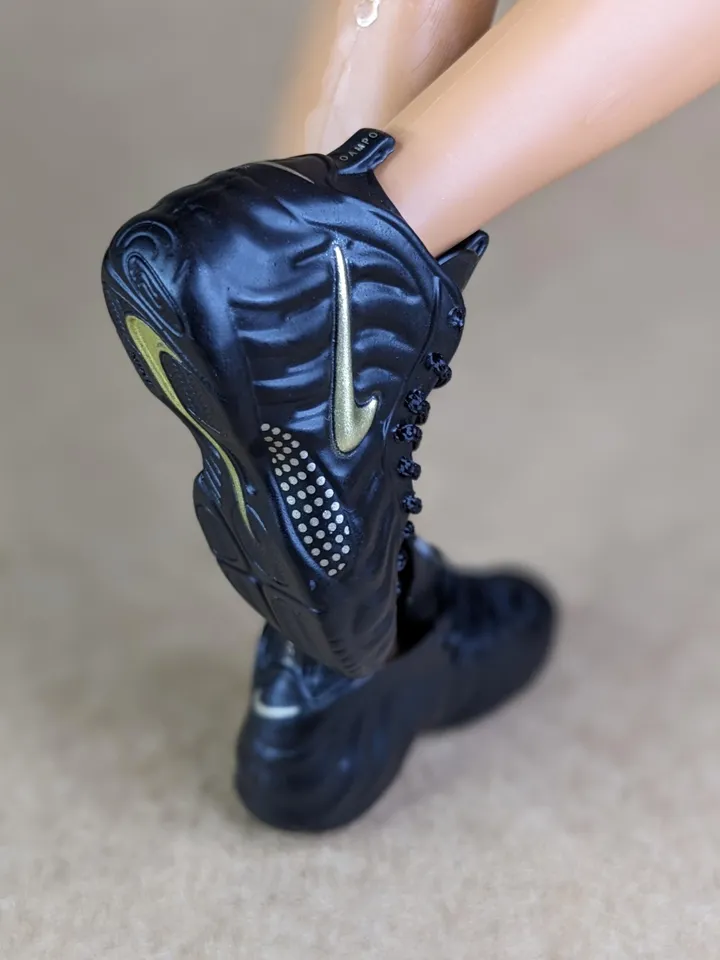 Premium black & gold sneakers for 12 inch male dolls