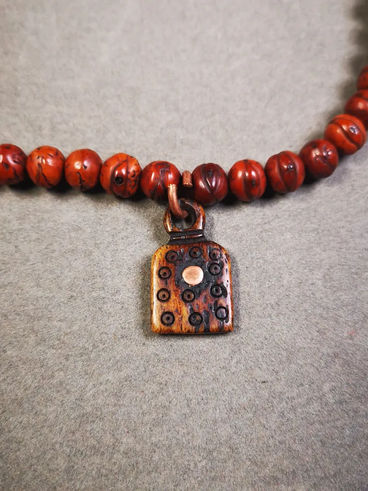 Yak Bone Carved Mantra Dot Mala Pendant,Bead Counter Clip, Prayer Bead Accessories,Gandhanra Tibetan Amulet
