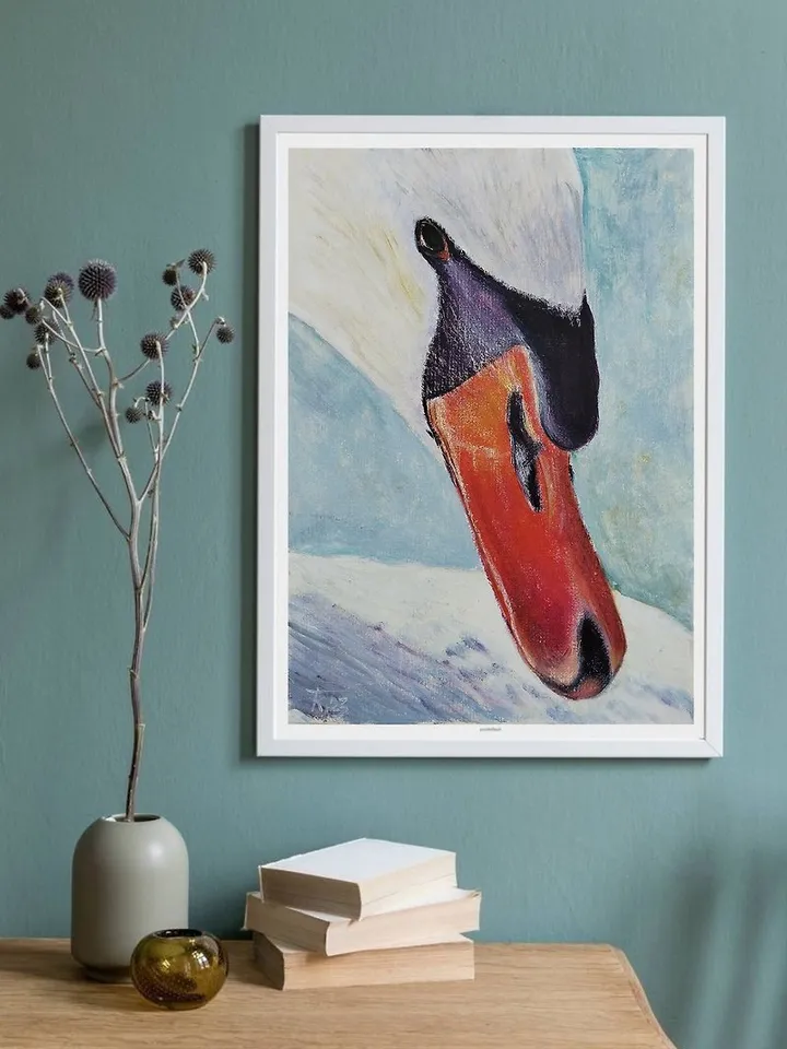 Oil painting, portrait of a Swan, painting with a bird 50x35 cm