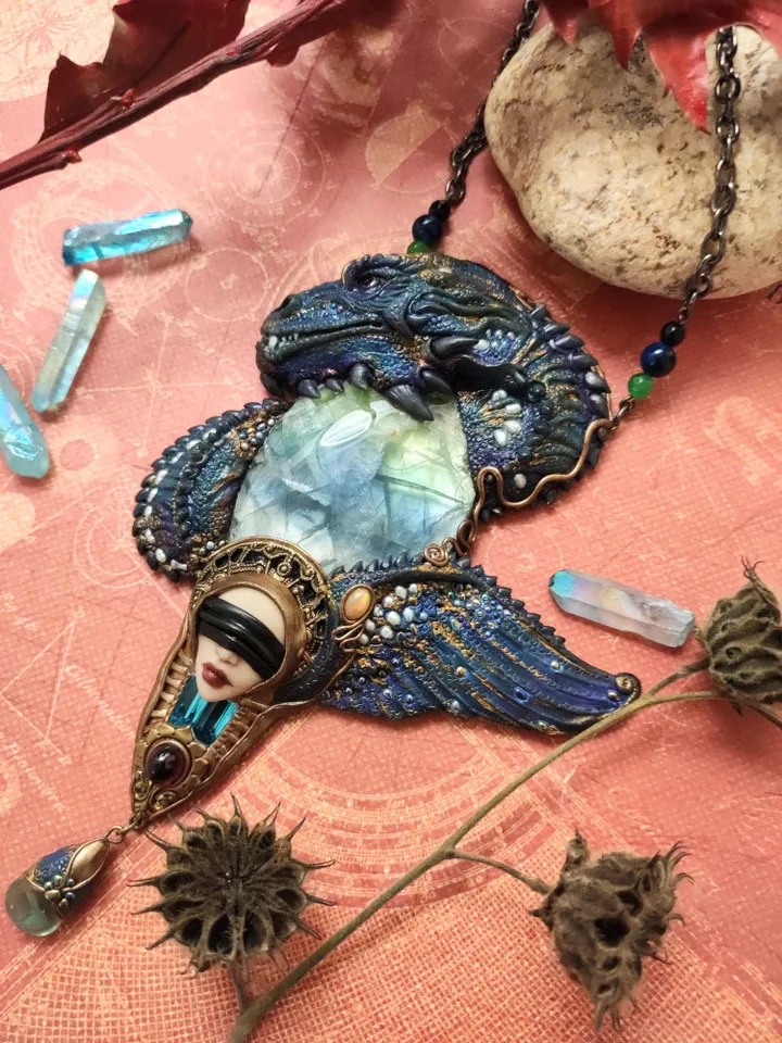 Fantasy Dragon Necklace,Purple Dragon Necklace,Magic Dragon, Jewelry Dragon