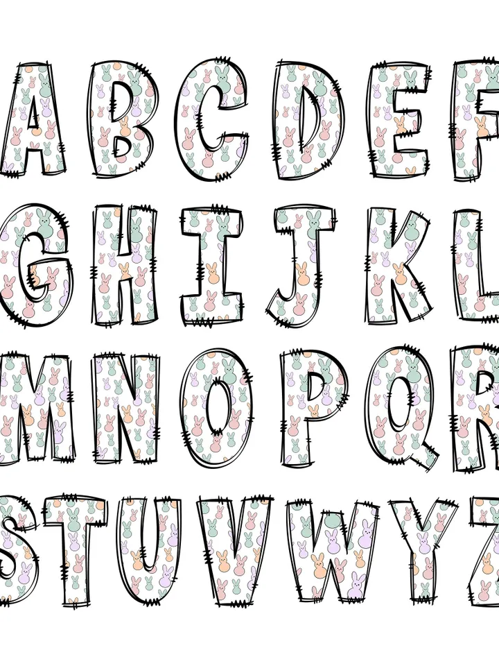 Peepss Alpha Font Easter Letters PNG Sublimation Design, Easter Letters, Easter png, Cute Easter png, Easter Sublimation, Digital Download