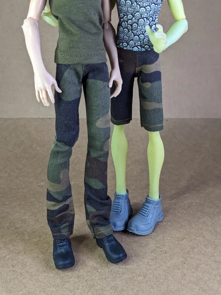 Handmade Camo denim pants or shorts for 1/6 scale boy dolls