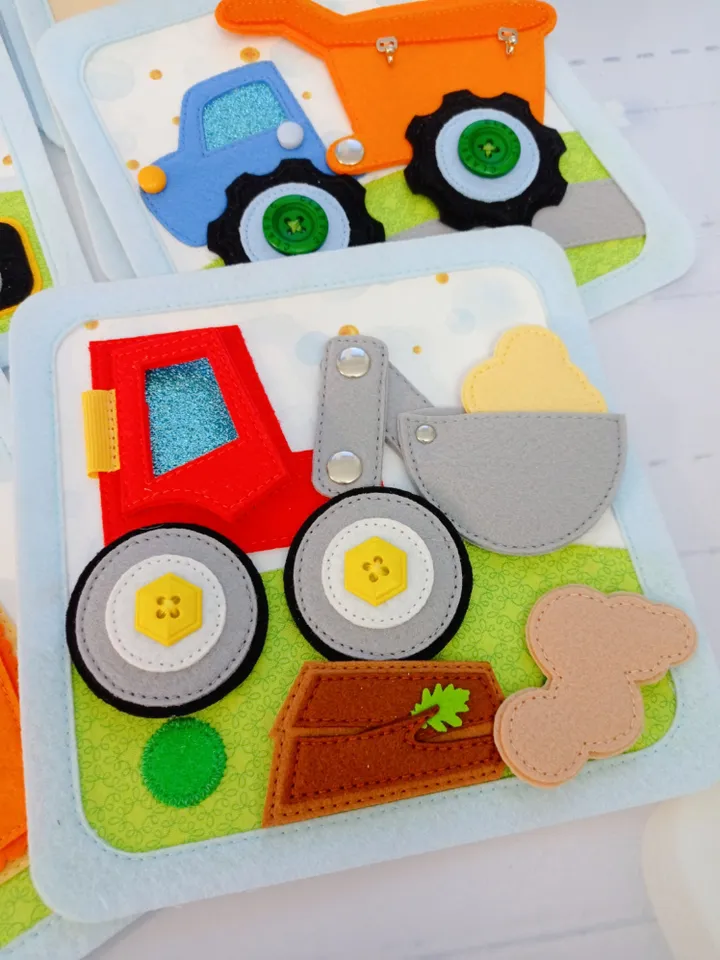 Felt book for boys. Different types of transport