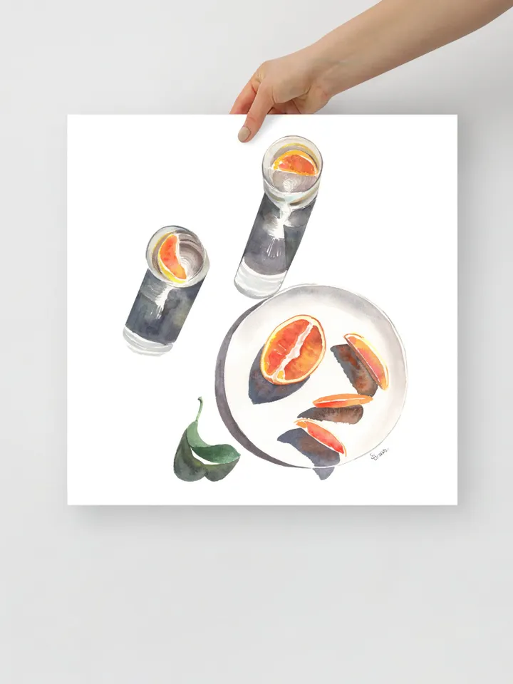 Watercolor Cocktail Orange Wall Art Still Life Print, Watercolor Drink, Modern Food Art, Modern Kitchen Decor, Bar Cart Art,Minimalist Decor
