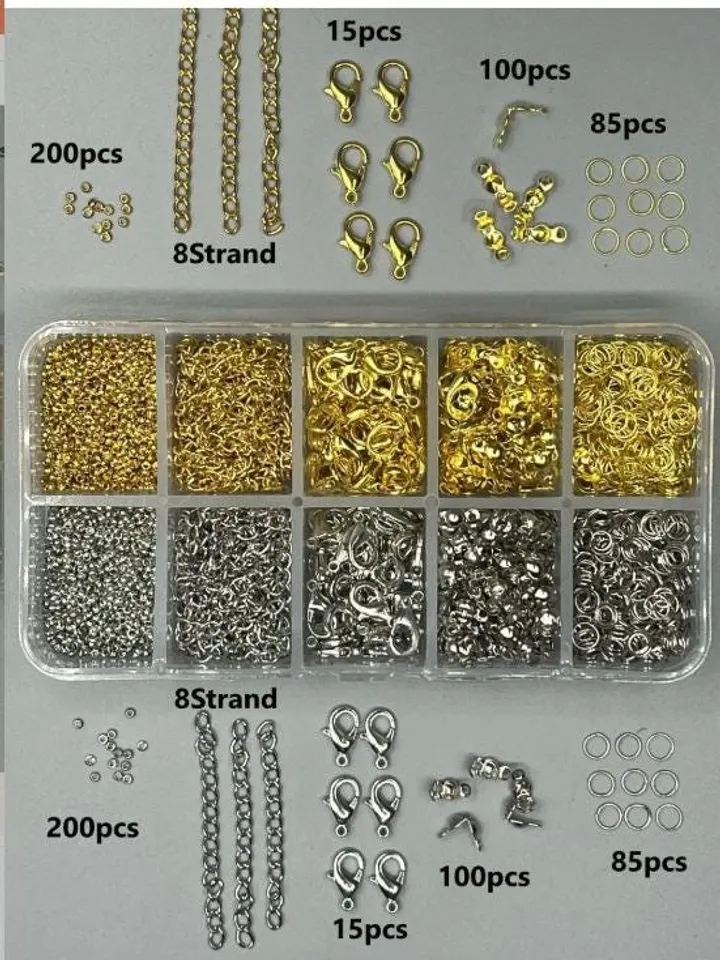 800 Piece Gold and Silver Necklace Bracelet Jewelry Making Set