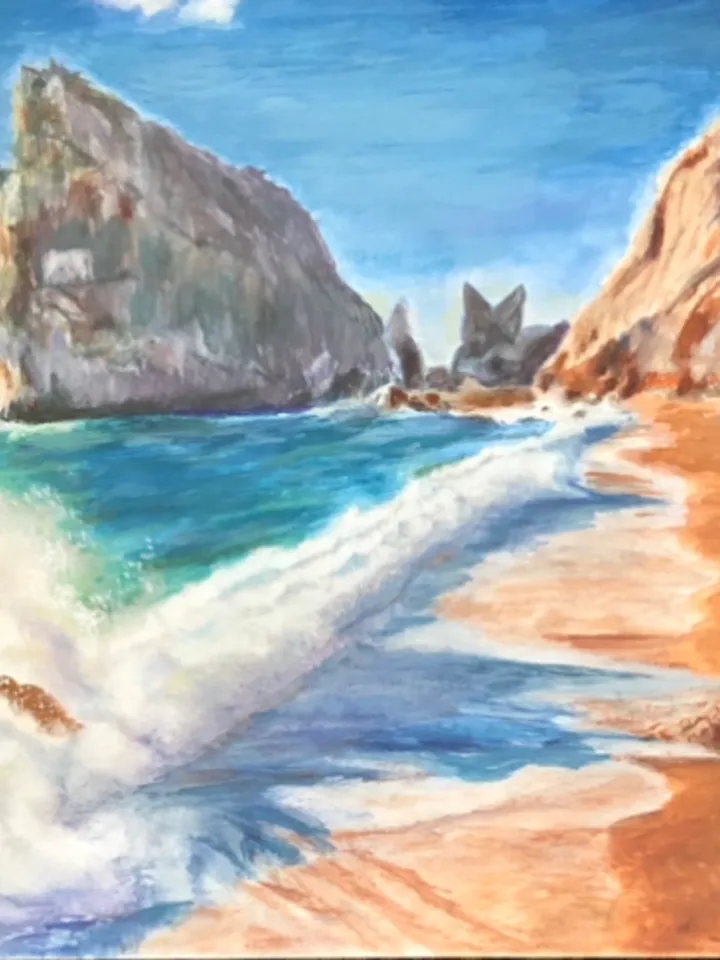 Seascape wall art painting realism original gouache painting handmade
