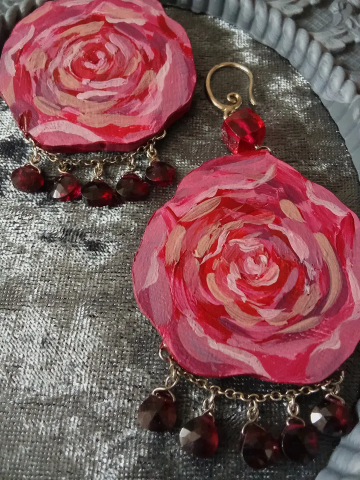 "Garnet roses" earrings