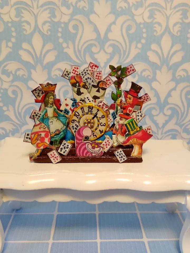 Imitation of a clock in the style of a fairy tale Alice.1:12 scale.
