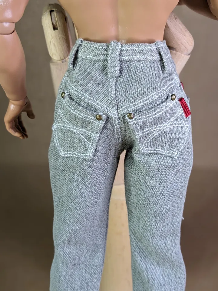 Realistic handmade khaki classic jeans for 13 inch fashion male doll (Adonis doll)
