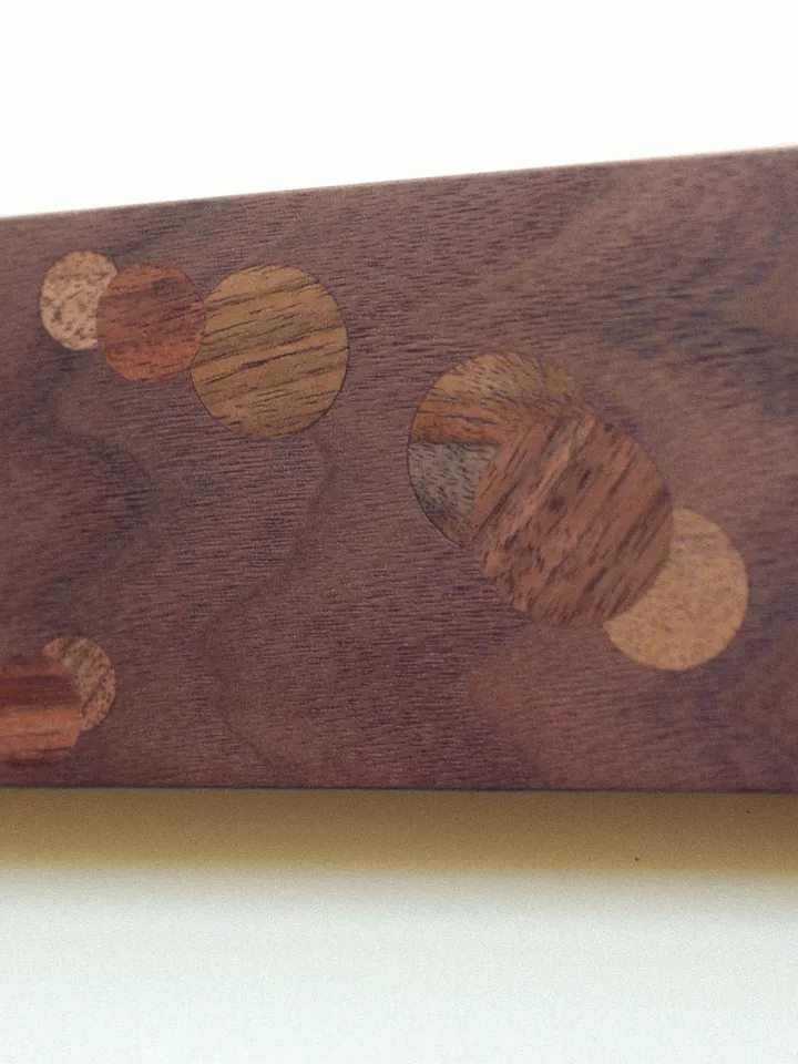 Monochromatic Polka Dot Inlay Walnut Wall Mounted Magnetic Knife Holder