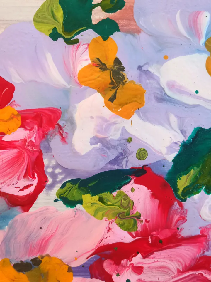 Flower White Red Bouquet Abstract Art Painting Original Artist Svinar Oksana