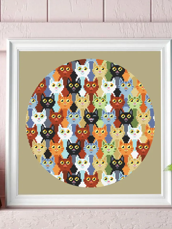 Funny cats cross stitch pattern PDF download Cat sampler cross stitch chart, Cat embroidery PDF, Cute kitten design, Cat lover gift #K15