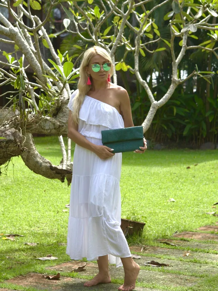 Genuine Python Skin Dark Green Envelope Clutch | Classy Elegant Leather Bag | Exotic skin Bag | Green Women Purse | Snake print flat bag