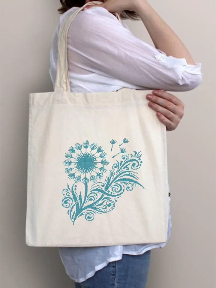 Dandelion cross stitch pattern PDF download Wild flower cross stitch chart, Easy floral pattern digital for beginner, Dandelion mandala #P53