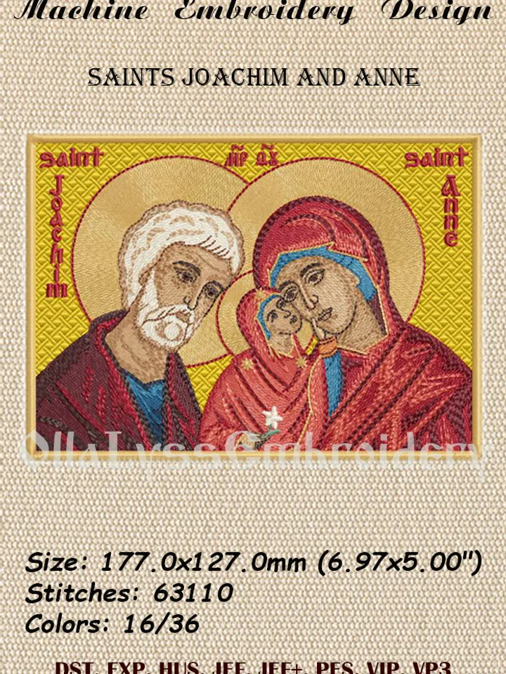 Icon of Saints Joachim and Anne embroidery design