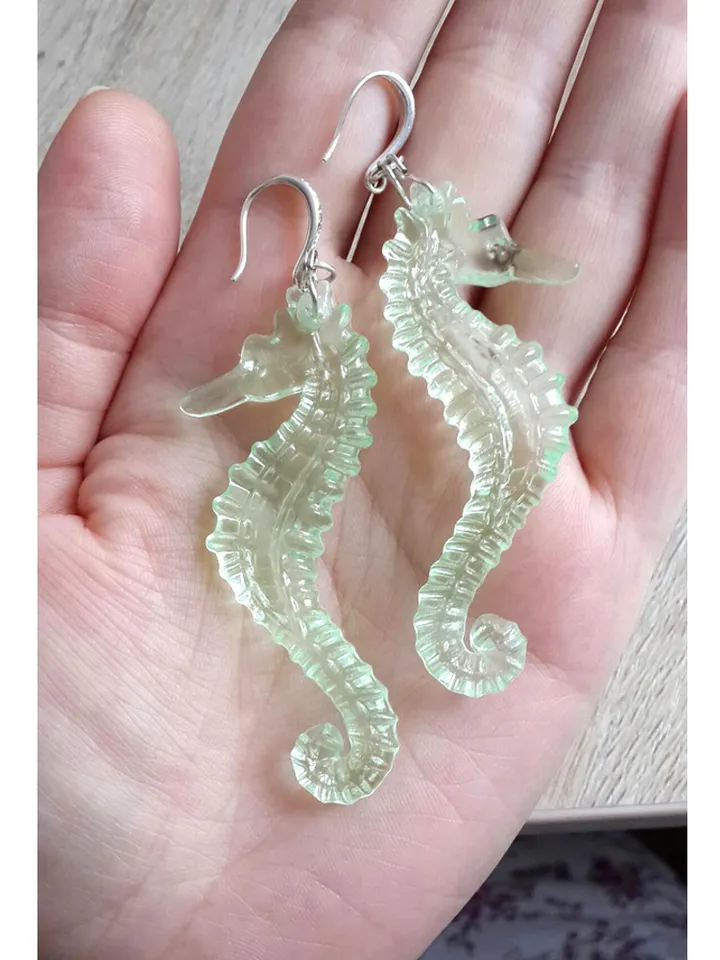 Seahorse earrings, Seahorse long earrings, Seahorse gift for girls