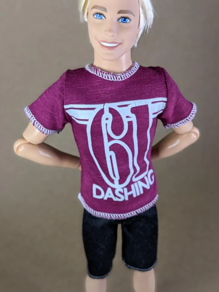 Red wine printed T-shirt for 12-inch fashion male dolls