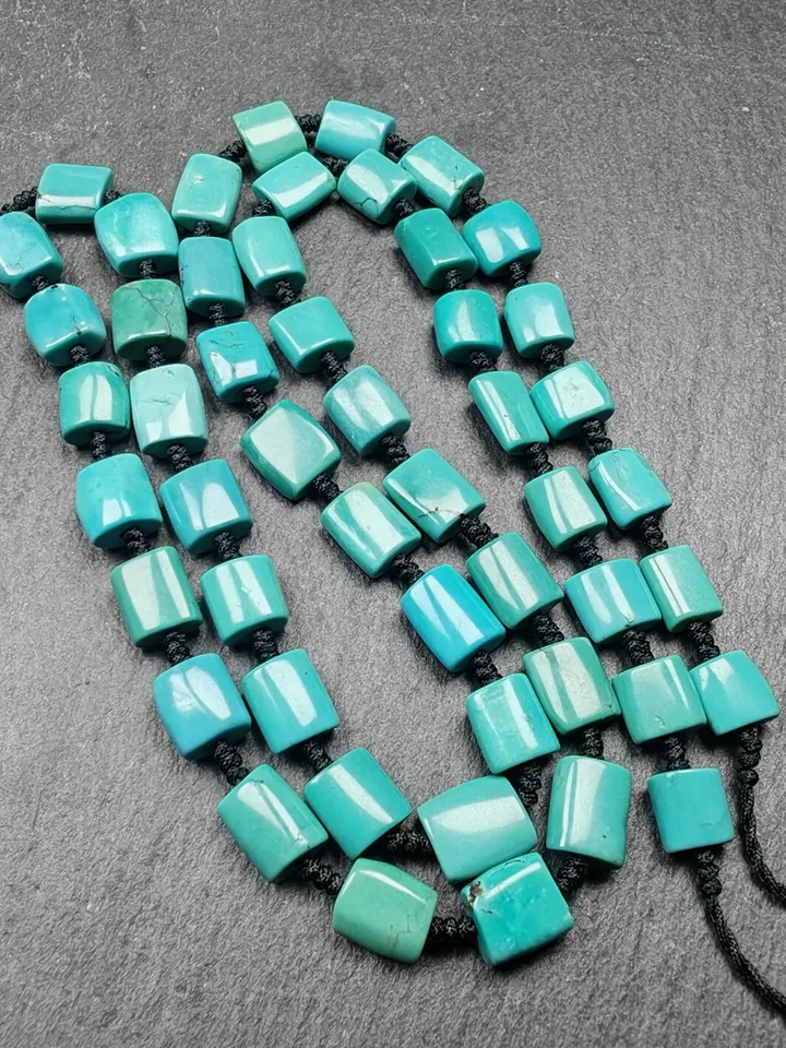 Authentic 6mm Turquoise Beads Necklace,Gandhanra Tibetan Jewelry Turquoise Necklace for Woman,34cm Length, Spiritual Gift