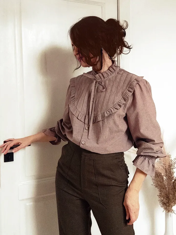 Victorian style cotton women's blouse/ Handmade womens shirt/ Any sizes XS-3XL