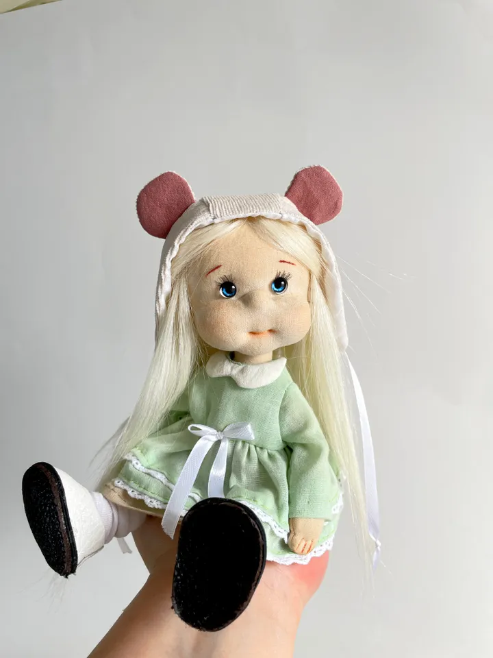 Handmade Textile Doll Waldorf Style Collectible Art Doll Heirloom Gift (20cm) Birthday Gift for Girl