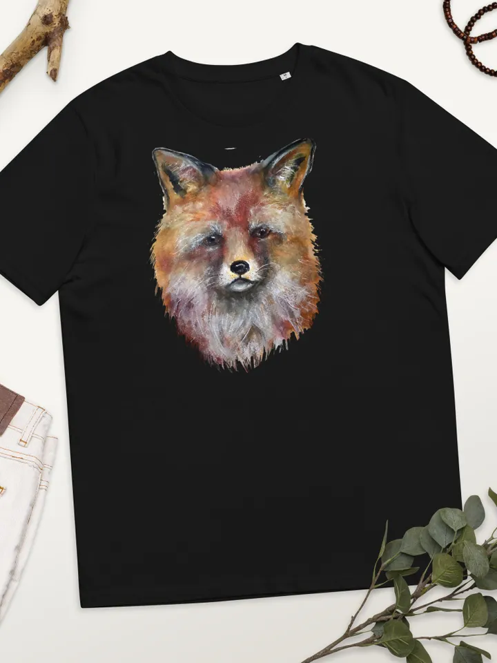 Fox t shirt,Unisex organic cotton t-shirt made with my own design,original watercolor fox painting.
