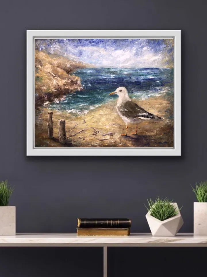 Seagull Painting Beach Oil Painting Seascape Painting Original Sea Painting Coastal Wall art