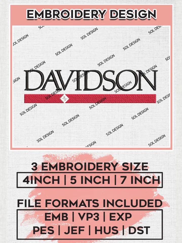 Davidson Wildcats College Football Team Wordmark Logo Embroidery Design Files, NCAA Davidson Wildcats Machine Embroidery, NCAA Teams, 3 sizes, NCAA Machine embroidery designs, Digital Download