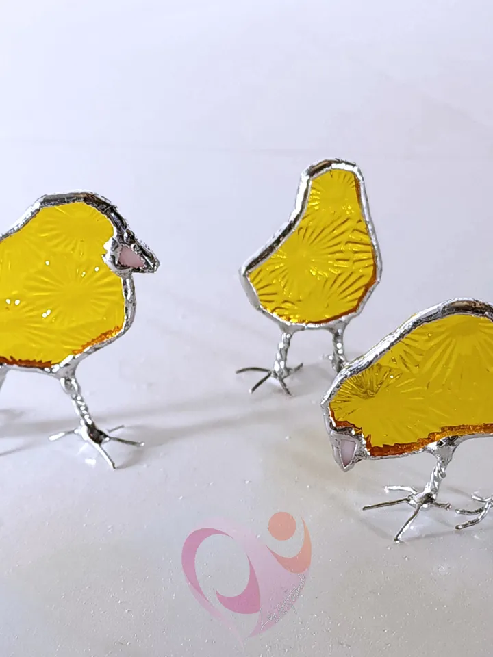 Mini Yellow Stained Glass Chick Suncatcher Baby Chicken Window Decor Perfect Gift for Chicken Lovers