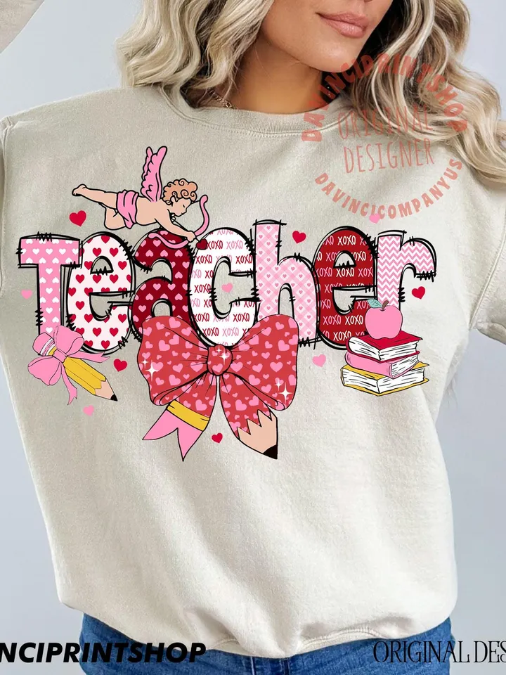 Valentine teacher png, Teacher Coquette Valentine Png, Valentine Png, Retro Valentine Png, Teacher png, Valentines Day png, gift for teacher