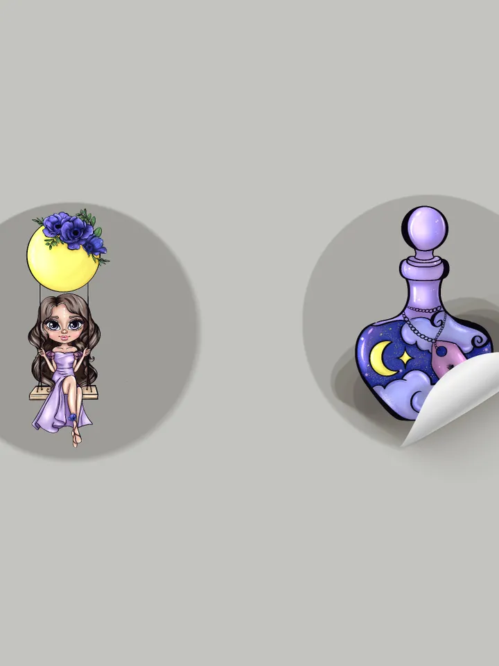 Magic Girl Clipart, Moon Child Clipart, Mystic Celestial Clipart, Spiritual graphics, Enchanted Fairy Forest Clipart, Purple Witch Clipart