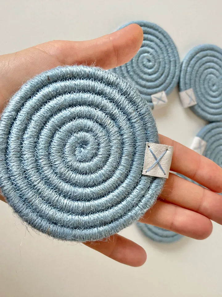 Light blue coaster Rope coaster Set of 5 jute coasters