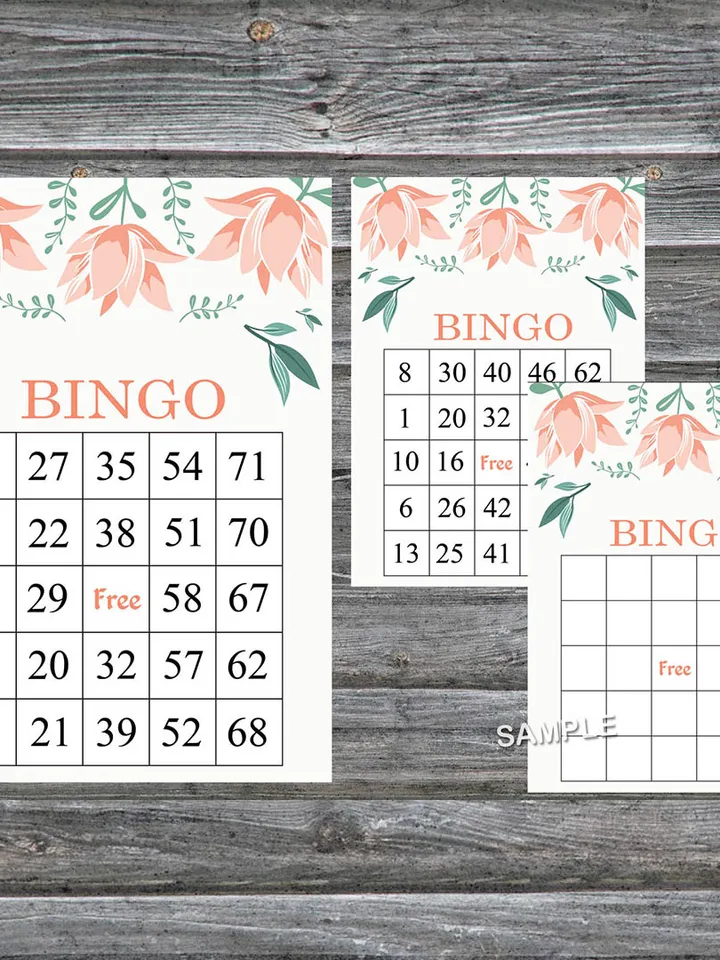 Pink Tulip bingo game card,Floral bingo game card,Floral Printable Bingo,Flower themed bingo game,INSTANT DOWNLOAD-102