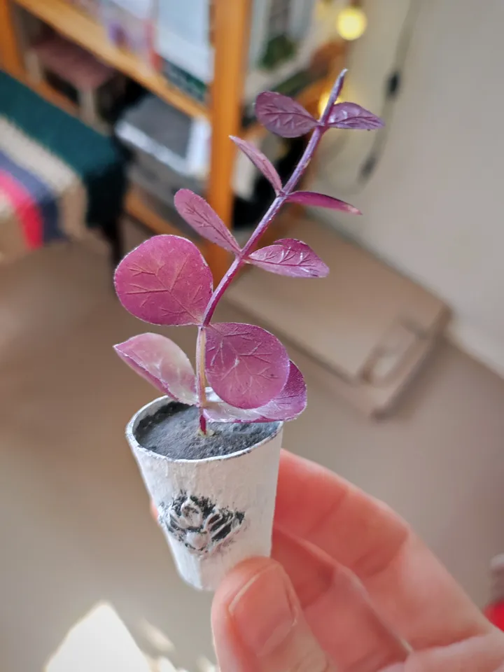 Miniature Potted House Plants with Shelf for Dolls and Dollhouses 1/6 Scale