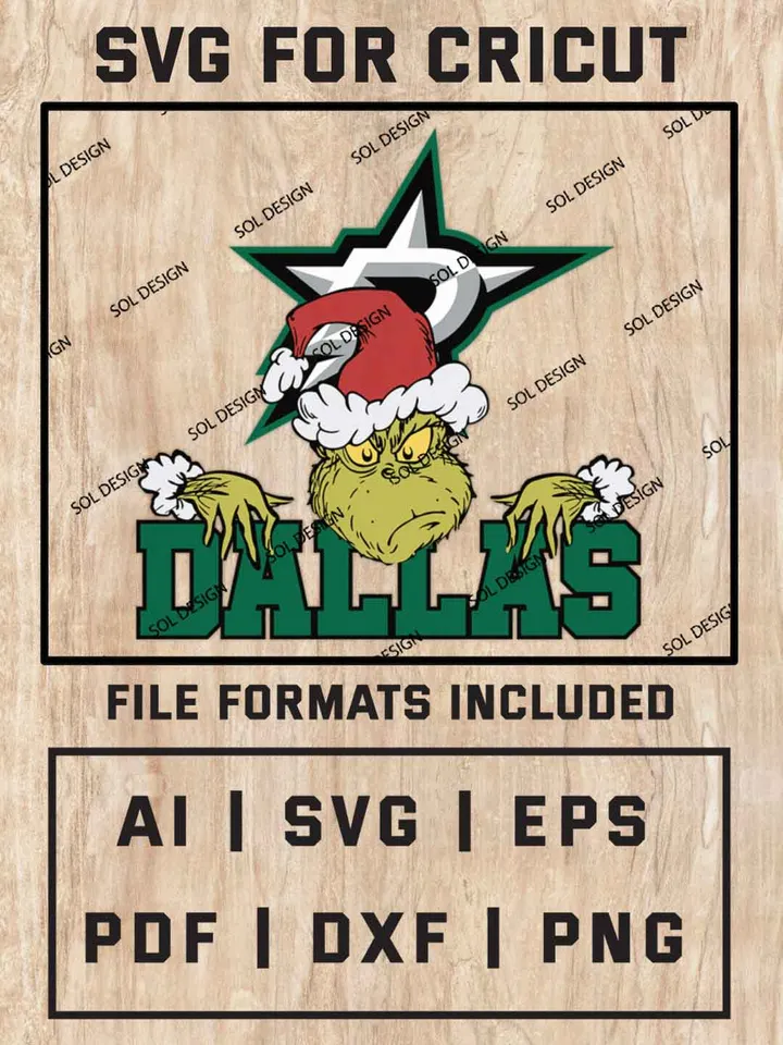 Grinch Dallas Stars SVG, NHL Logo SVG Design, NHL Dallas Stars SVG, NHL Stars Cricut, Christmas Svg, Grinch svg, Digital Download