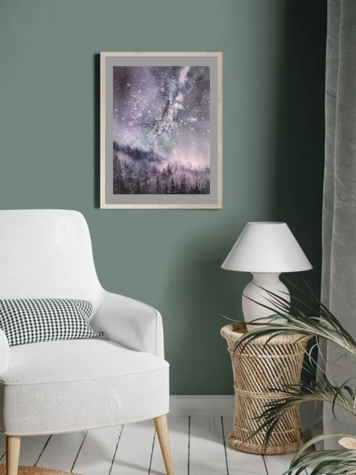 Space Painting Night Sky Wall Art Original Watercolor Painting Stars Wall art