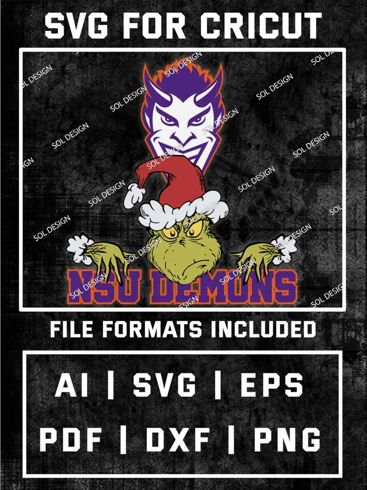 Grinch Northwestern State Demons SVG, NCAA SVG Design, NCAA NSU Demons SVG, NCAA Northwestern State Cricut, Christmas Svg, Grinch svg, Digital Download