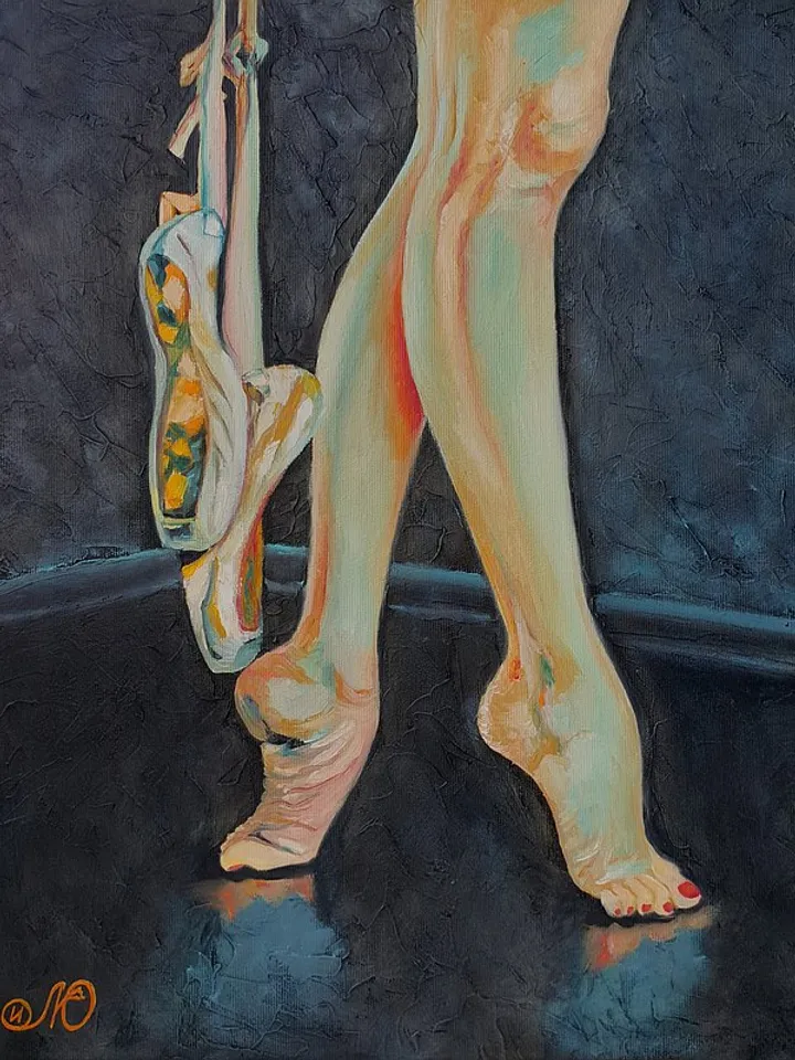 Female Foot Painting Ballerina Original Art Ballet Pointe Wall Art Oil Painting