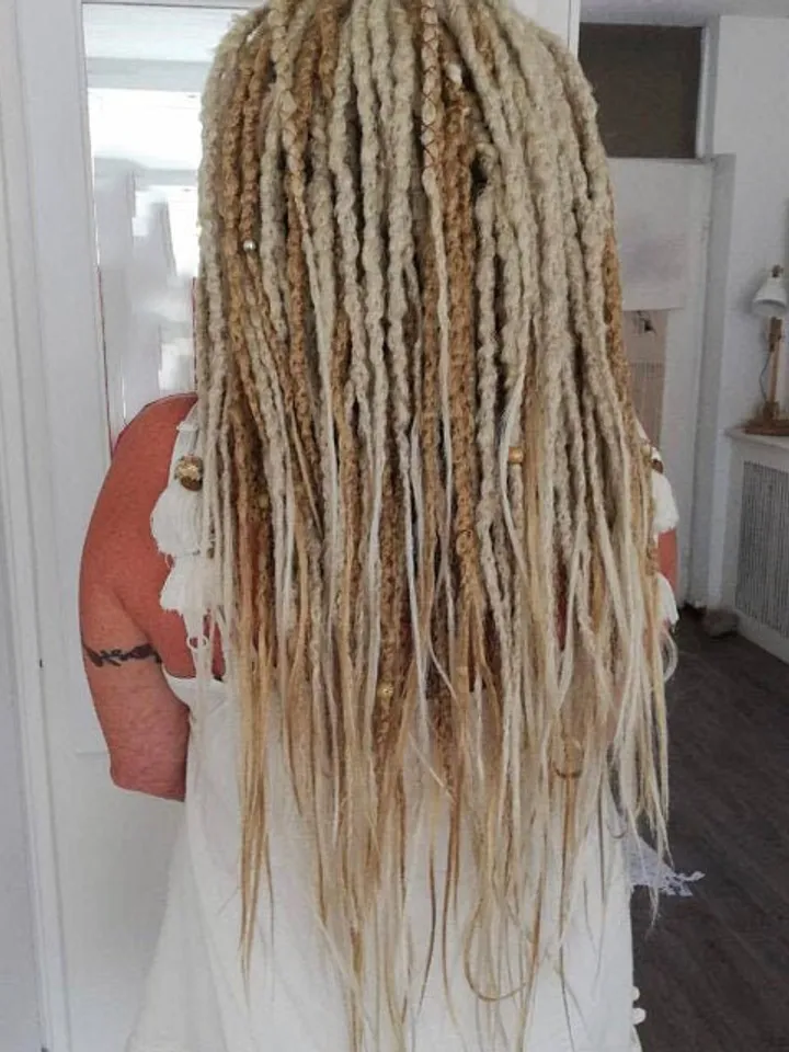 Synthetic Blonde Dreadlock Extensions Crochet Double Ended or Single Ended Dreads Custom Fake Full set DE SE