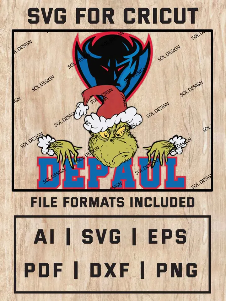 Grinch DePaul Blue Demons SVG, NCAA SVG Design, NCAA DePaul Blue Demons SVG, NCAA Blue Demons Cricut, Christmas Svg, Grinch svg, Digital Download