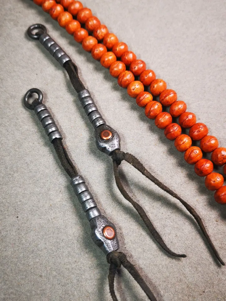 Gandhanra Handmade Tibetan Buddhist Mala Counters,Prayer Bead Counters,Made of Cold Iron,Copper Inlaid