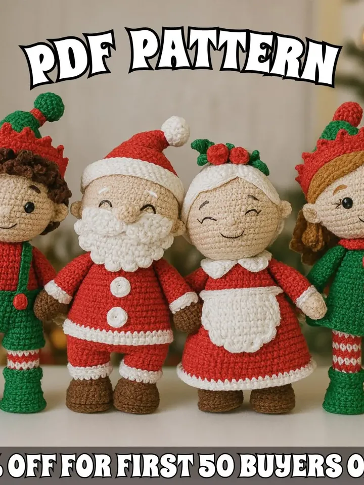 4-in-1 Christmas Crochet Pattern Bundle | Santa, Elves & Holiday Cheer